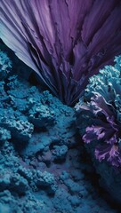 Blue and violet corals in blue ocean
