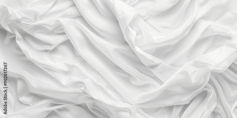 Poster a white fabric with a pattern of dots. the fabric is very smooth and silky. the dots are evenly spac