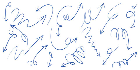 hand drawn Arrows icons Set. arrow icon with various directions. Doodle vector illustration. isolated on a white background