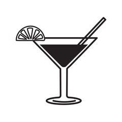 Hand drawn hand drawn cocktail with tube isolated on white background. Design concept of beach summer vacation by the sea.