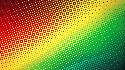 Abstract modern background with green, yellow, and red gradient, featuring halftone decoration in a Rasta color scheme, modern, vibrant, contemporary, vibrant, texture, colorful