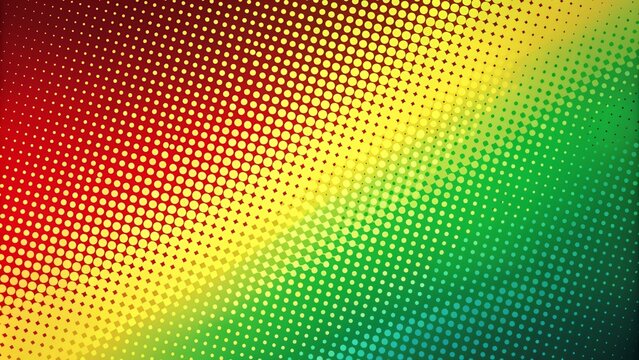 Abstract modern background with green, yellow, and red gradient, featuring halftone decoration in a Rasta color scheme, modern, vibrant, contemporary, vibrant, texture, colorful