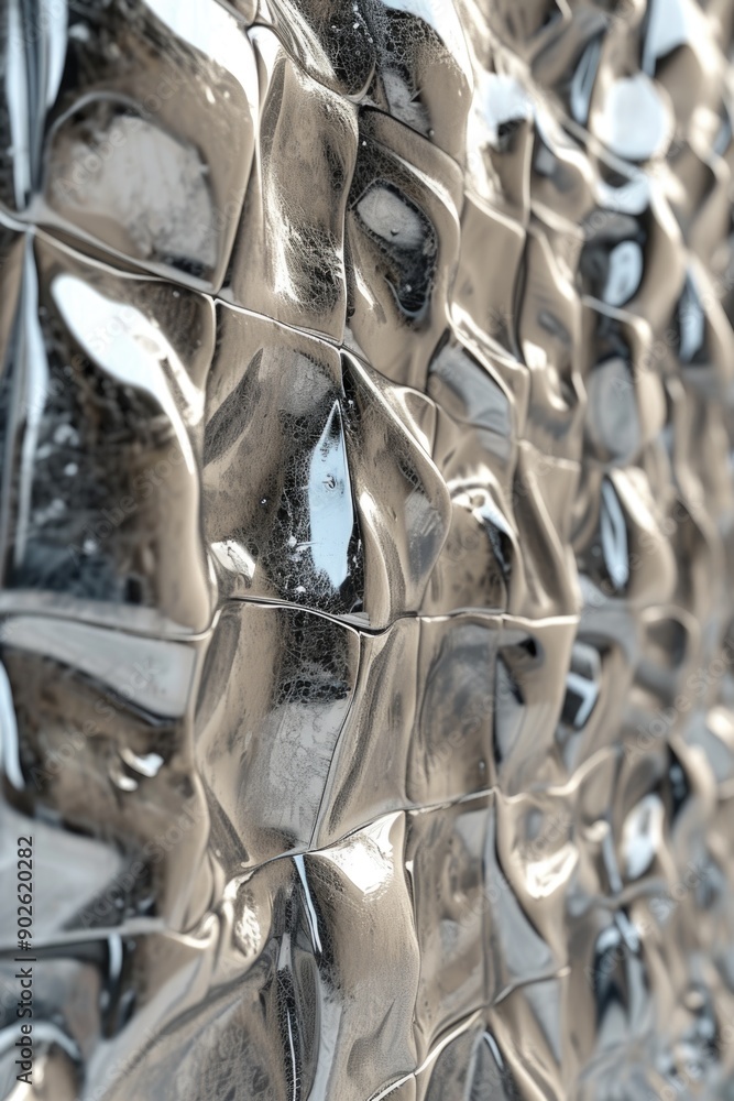 Aufkleber a shiny, metallic surface with a pattern of squares. the surface appears to be made of metal, and th