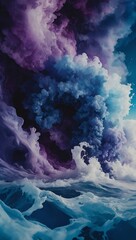 blue sky and clouds, 
Dramatic ocean