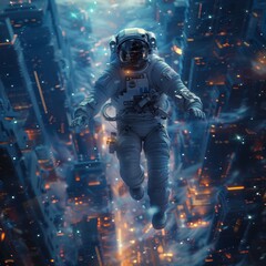 Fototapeta premium Bullet Gliding in Zero Gravity - Futuristic Sci-Fi Digital Art with Ethereal Lighting