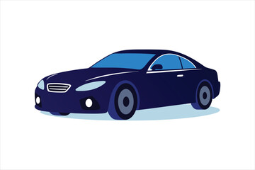 Beautiful glossy big car dark blue vector artwork illustration.