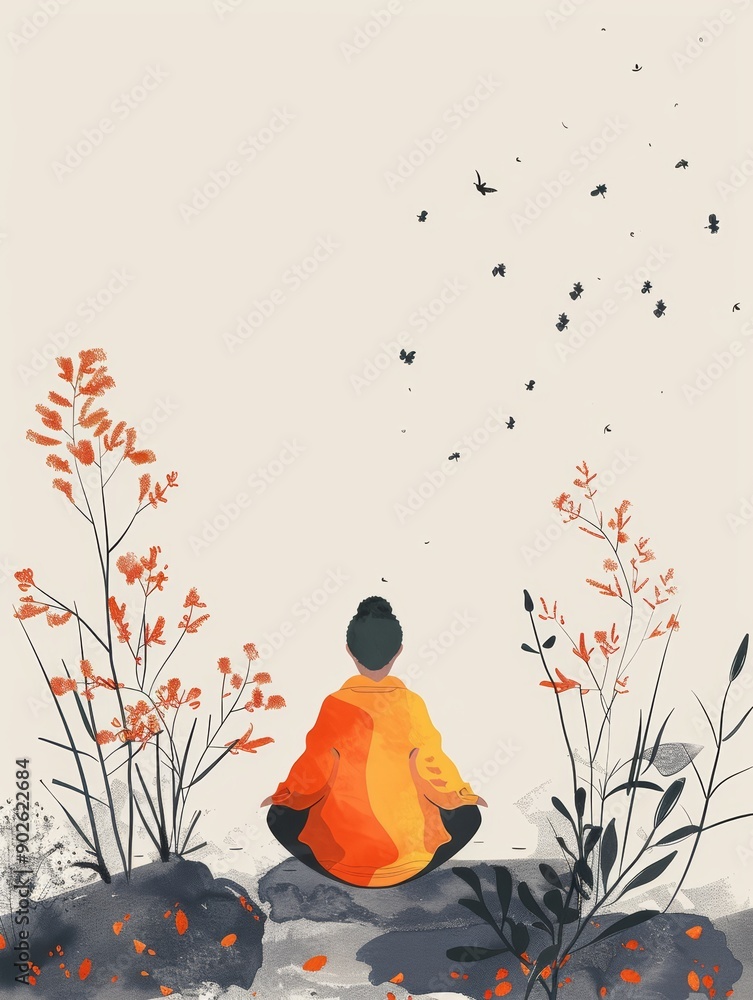 Poster meditation in harmony with nature generative ai