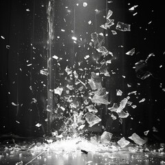Dynamic Bullet Shattering Glass Wall in High-Definition with Flying Shards and High Contrast
