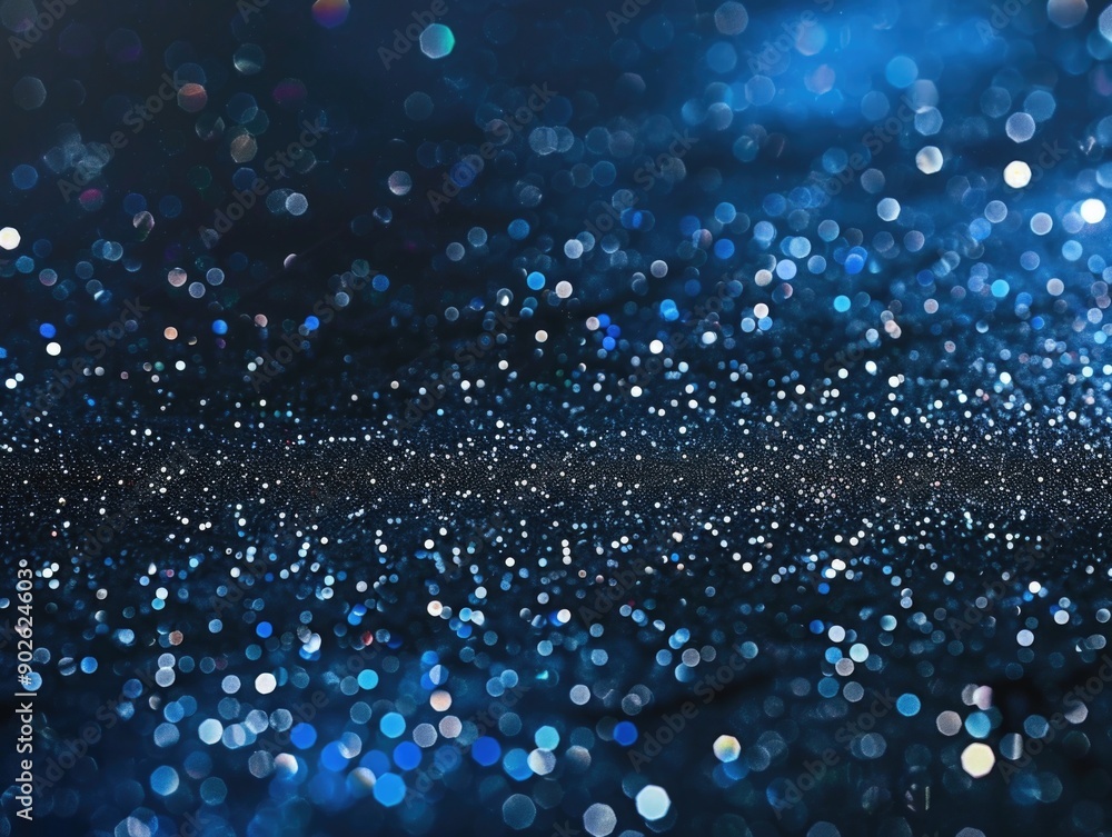 Poster the image is a blue background with many small blue dots scattered throughout. the dots are of varyi