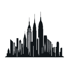 Obraz premium Urban City Building Silhouette Graphic Illustration