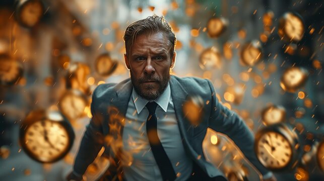 Businessman running out of time