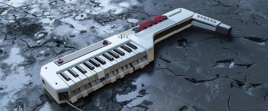 Funky Keytar Player. A musician rocking out on a keytar