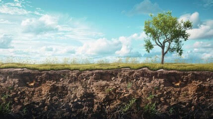 Fototapeta premium Confronting Land Degradation. Environmental Sustainability concept