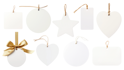 Gift label tag png element set, transparent background