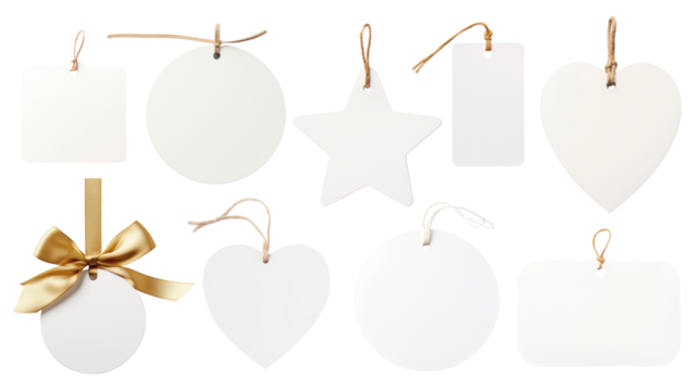 Gift label tag png element set, transparent background
