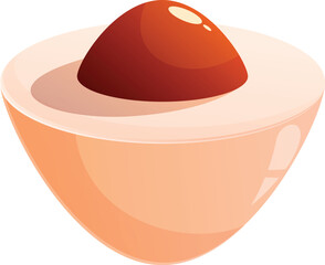 Lychee fruit cut in half with the seed still inside, showing its juicy flesh