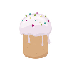 Easter cake isolated on white background. Vector hand-drawn illustration in cartoon style. Perfect for holiday designs, cards, logo, decorations, invitations. Stock vector illustration