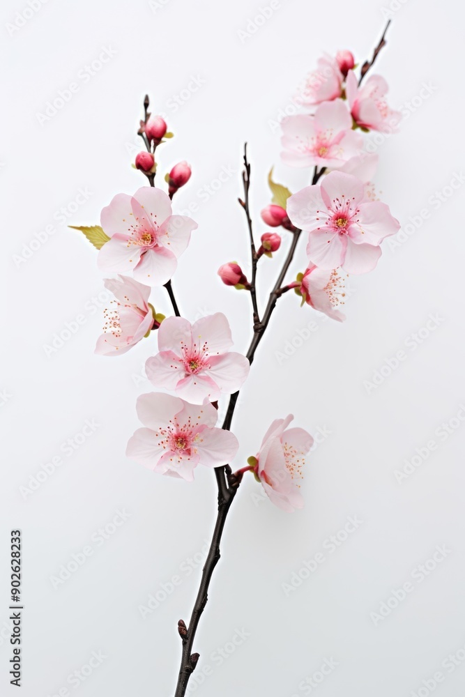 Poster a single pink flower with a stem. the flower is the main focus of the image. the image has a serene 