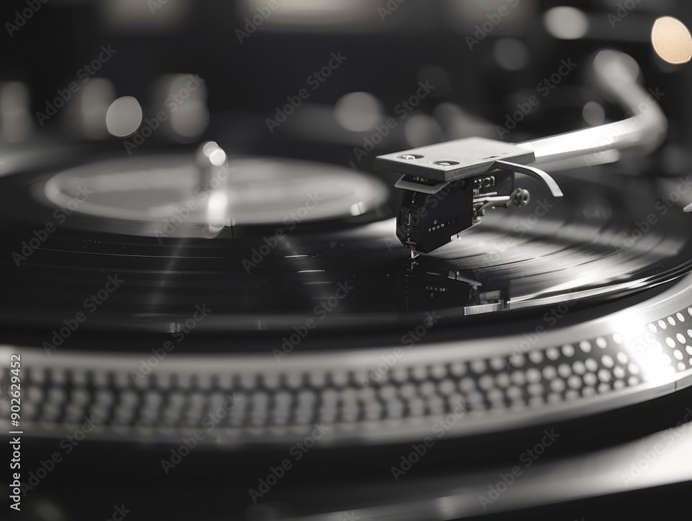 Poster a record player with a stylus on a record