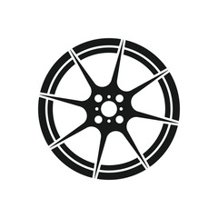 Car rim icon isolated on white background. Wheel symbol in flat style. Car element Vector illustration for web and mobile design.