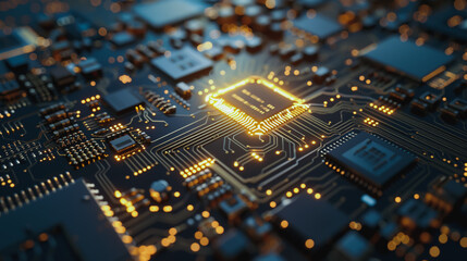 Obraz premium Technology background. Circuit board.Central Computer Processors CPU concept. Motherboard digital chip.innovation future tech data, internet network.