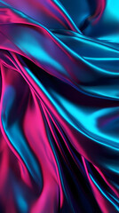 Obraz premium Digital holographic dark cyan and magenta wrinkled aluminum foil abstract graphic poster background