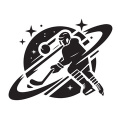 Ice hockey player and equipment icon Vector illustration