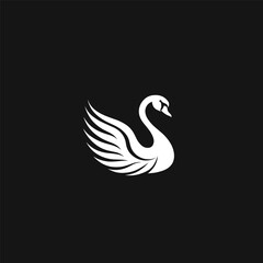 White swan silhouette on a black background.