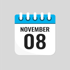 Icon page calendar day - 8 November