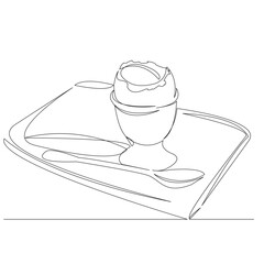 one continuous single drawn line of art doodle food, egg, breakfast, meal, toaster. isolated image hand-drawn outline on white background.