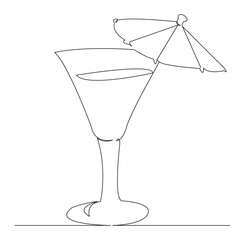 One continuous single drawn line art doodle outline, hand, line, linear, cocktail, glass, drink, bar, alcohol. isolated image hand-drawn outline on white background.