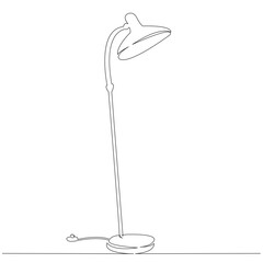 one continuous drawn line art doodle linear, hand, lamp, white, light, home, background. isolated image hand-drawn outline on white background.