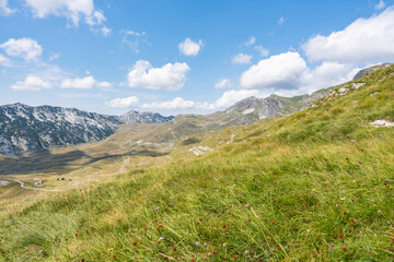 Majestic summer day in the Durmitor National park. Village Zabljak, Montenegro, Balkans, Europe. Scenic image of popular travel destination. Discover the beauty of earth. Hiking nature destination
