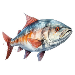 Fototapeta premium Watercolor Amberjack, clipart Illustration, Generative Ai