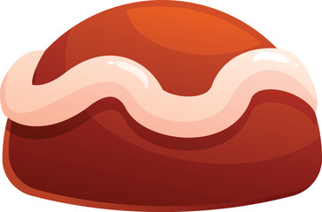 Chocolate candy with soft filling is melting slowly, isolated on white background