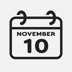 Icon page calendar day - 10 November