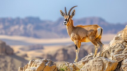 Arabian Oryx on Rocky Outcrop