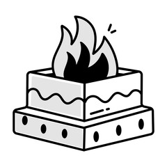 A hand drawn icon of havan ceremony 

