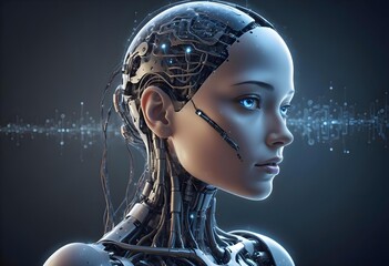 Obraz premium futuristic female artificial intelligence concept robot