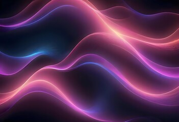 Neon colored abstract waves overlaying a dark background