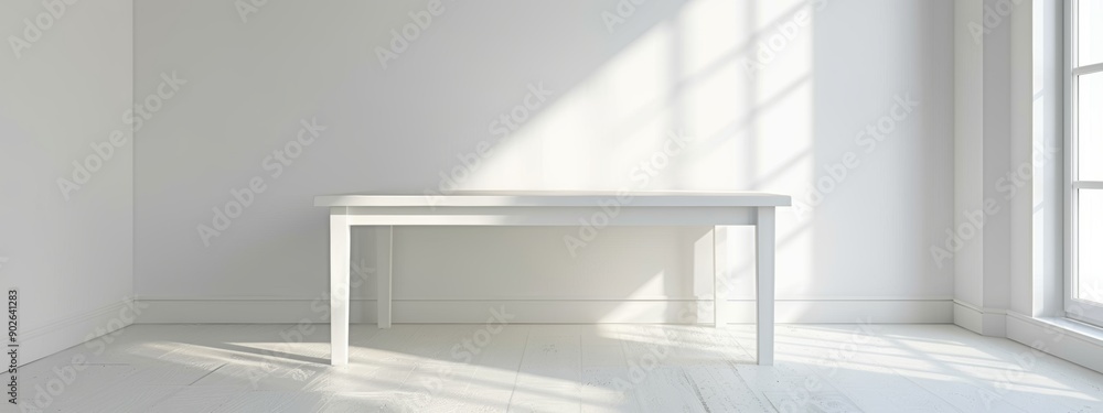 Poster front view of a table in a white room