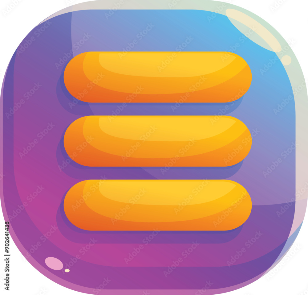 Poster colorful app icon with a gradient background featuring three horizontal lines