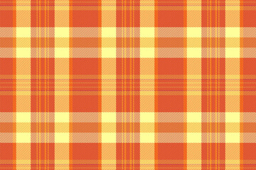 Naked pattern seamless plaid, long textile fabric tartan. Pretty vector check background texture in orange and red colors.
