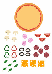 Printable build a pizza, make a pizza worksheet, make your own pizza activity, pizza toppings decoratefor kids