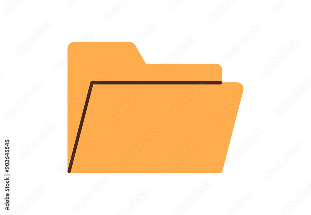 Fototapete Computer folder, new empty file icon, folder with paper documents, yellow office file with business docs, data report, business bureaucracy, accounting data on background flat vector illustration.	
