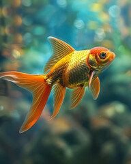 Obraz premium A goldfish swimming in a tank