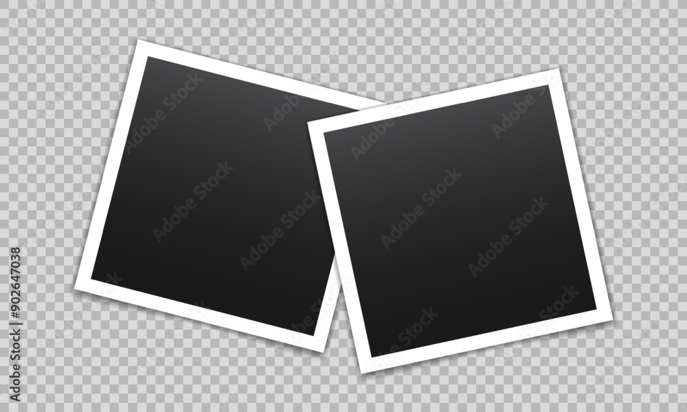 Poster vector empty photo frames with shadow isolated on transparent background. template mockup photo desi