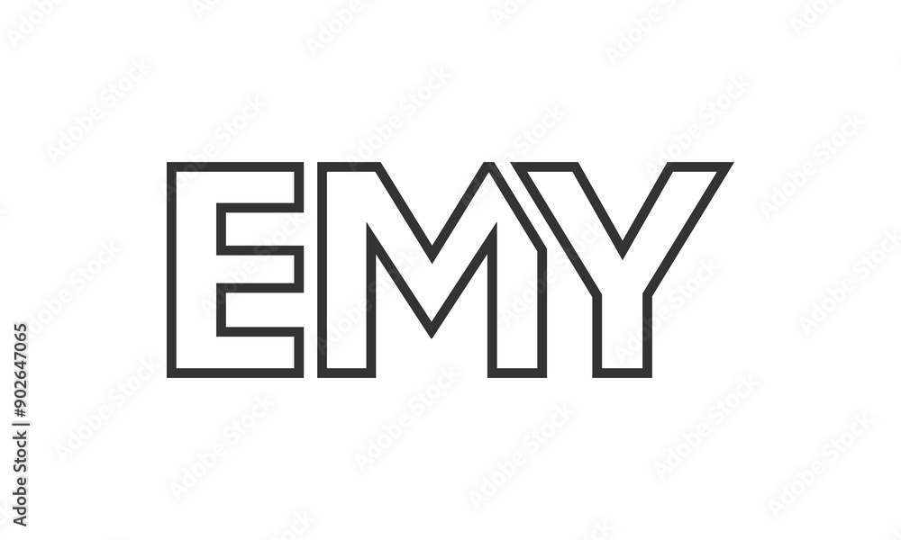 Poster EMY logo design template with strong and modern bold text. Initial based vector logotype featuring simple and minimal typography. Trendy company identity.