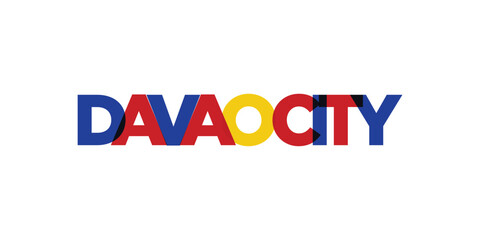 Davao City in the Philippines emblem. The design features a geometric style, vector illustration with bold typography in a modern font. The graphic slogan lettering.