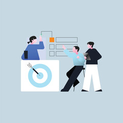 Business development isolated cartoon vector illustrations set. Diverse people discussing business plan, brainstorm startup idea, entrepreneur develop mission vector cartoon.